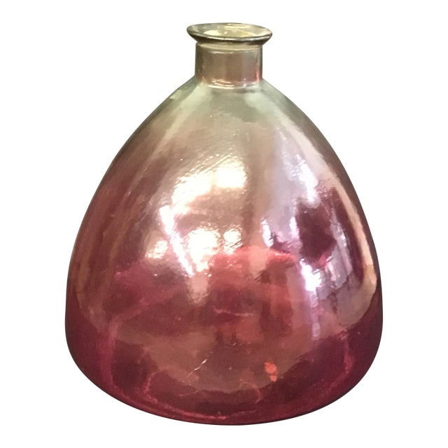 Vintage Ombré Rose Colored Molded Glass Vase. For Sale