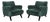 Pair of Mid-Century Curvilinear Green Mohair Lounge Chairs W/ Ebonized Supports For Sale