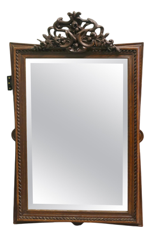 Large French Gothic Style Carved Oak Wall Mirror