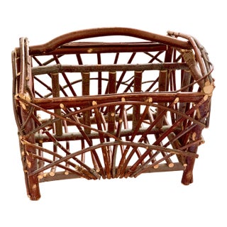 Vintage Large Rustic Handcrafted Wood Branch Log or Magazine Rack Vessel For Sale