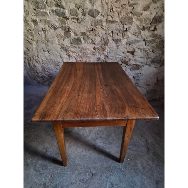 Antique French Walnut Farmhouse Dining Table with Drawer, 1900s For Sale - Image 17 of 18