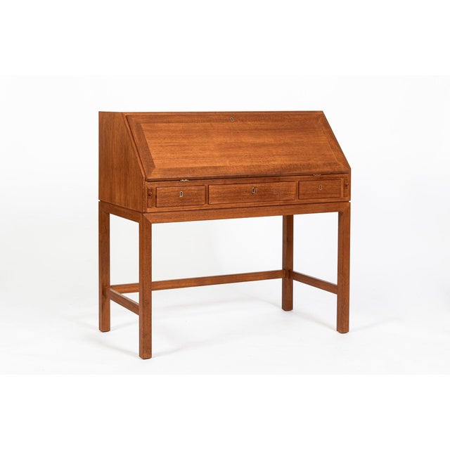 Wood Danish Mid-Century Modern Teak Dropdown Secretary Desk, 1960s For Sale - Image 7 of 18