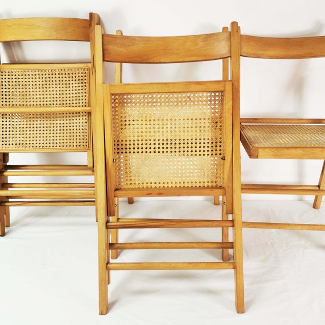 Vintage Folding Chairs with Raffia, Germany, 1980s, Set of 5 For Sale - Image 13 of 16