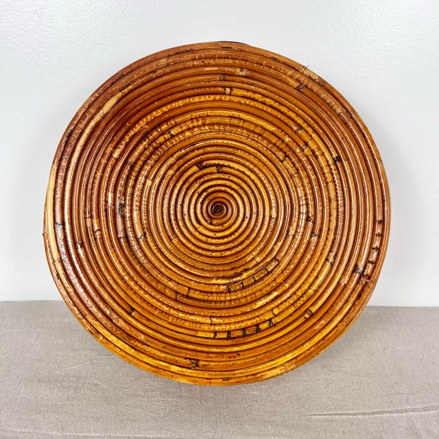 Vintage Pencil Reed Rattan Round Tray For Sale In Tampa - Image 6 of 6