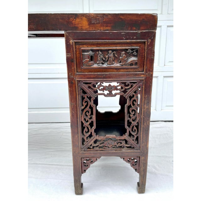 Antique Asian Carved Wood Altar Console Table For Sale - Image 10 of 13