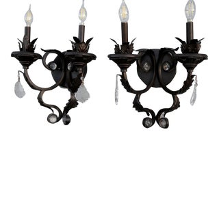 Acanthus Leaf Exterior 3-Arm Sconces - a Pair For Sale