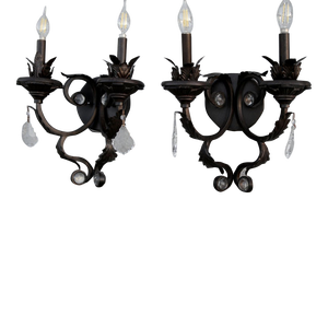 Acanthus Leaf Exterior 3-Arm Sconces - a Pair