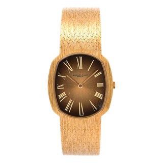 1960s Audemars Piguet 28mm 18k Gold Brown Fumé Sunburst Mesh Bracelet Watch For Sale
