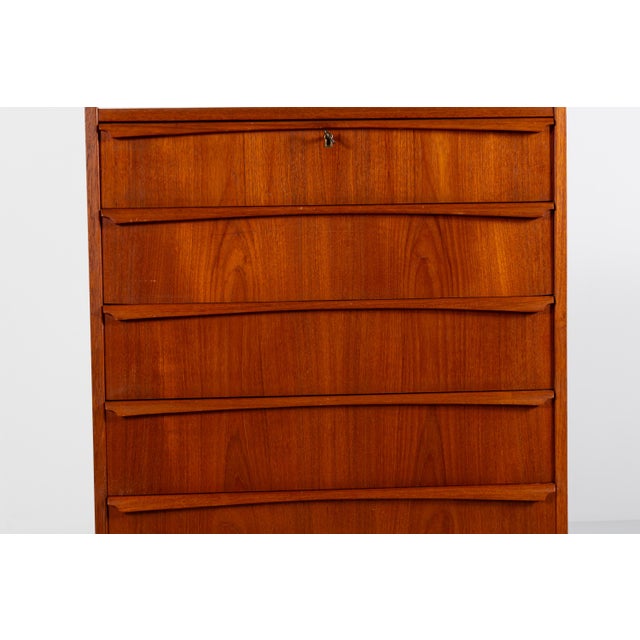 Vintage Danish Teak Tallboy Chest of Drawers, 1960s For Sale - Image 9 of 13
