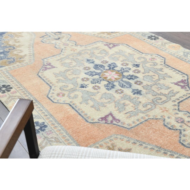 Vintage Turkish Oushak Handmade Wool Cotton Orange Area Rug For Sale In San Francisco - Image 6 of 11