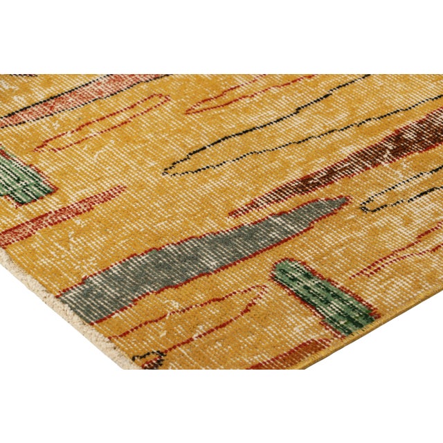 Vintage Zeki Múren Deco Runner in Gold, With Colorful Pattern From Rug & Kilim For Sale In New York - Image 6 of 7