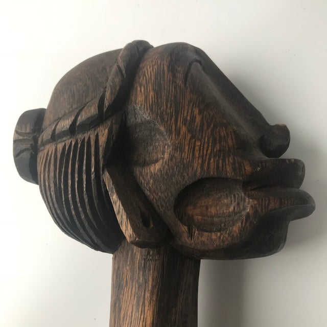 Coffee Vintage Mid-Century African Companion Wood Sculptures - A Pair For Sale - Image 8 of 10