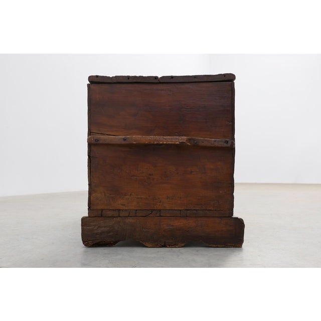 Flemish Oak Blanket Chest with Panelled Front and Iron Lock, 1825 For Sale - Image 12 of 14