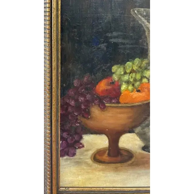 Mid-Century Modern Early Oil Painting - Still Life of a Fruit Bowl, Signed For Sale - Image 3 of 8