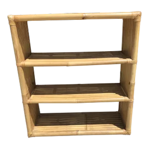 Mid 20th Century Vintage Japanese Bamboo Tiered Bookcase