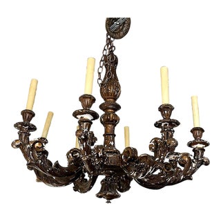 8 Candle Wooden Chandelier, 19th Century For Sale