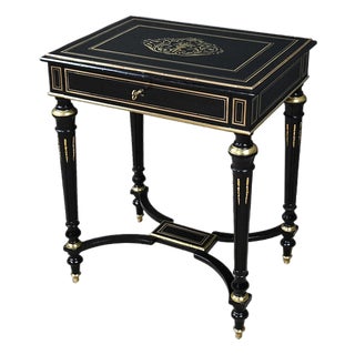 Late 19th Century Napoleon III Blackened Wood Worktable For Sale