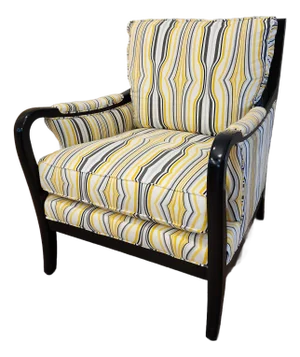 Vintage Hooker Ebonized Swoop Arm Lounge Chair in Graphic Fabric With Down Bolster