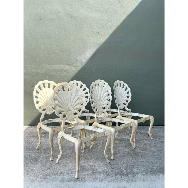 Vintage Cast Aluminum Shell Back Grotto Chairs - Set of 6 For Sale - Image 10 of 12