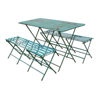Mid 20th Century Folding Steel Dining Set, 3 Pieces For Sale