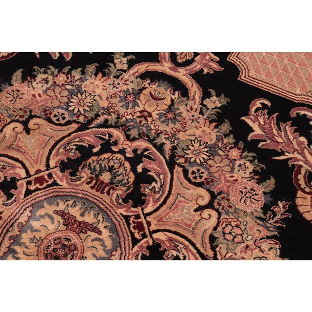 Shabby Chic 1990's Pak-Persian Black/Tan Wool Rug - 4'6'' X 7'2'' For Sale - Image 4 of 9