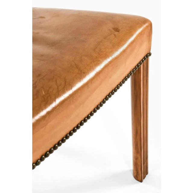 Metal Dining Chairs in Walnut and Brass, 1940s, Set of 8 For Sale - Image 7 of 11