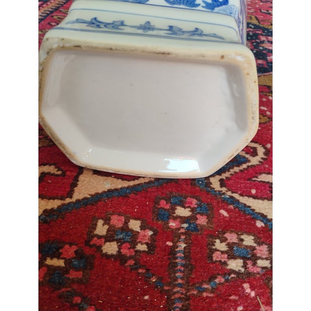 Late 20th Century Antique Chinese Blue and White Porcelain Vase For Sale - Image 5 of 9