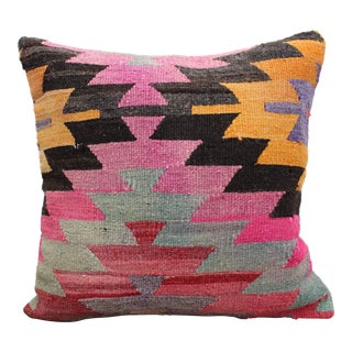 Turkish Kilim Decorative Pillow Cover - 18.5"x19" For Sale