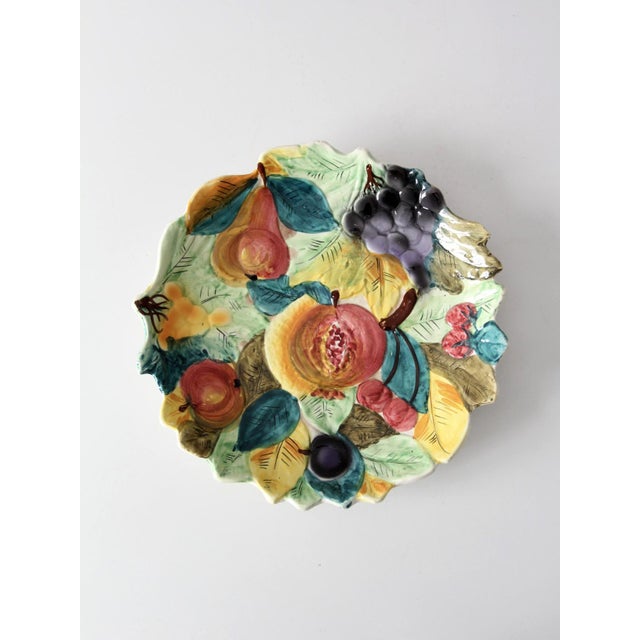 Mid-Century Italian Majolica Ceramic Fruit Plate For Sale - Image 6 of 10