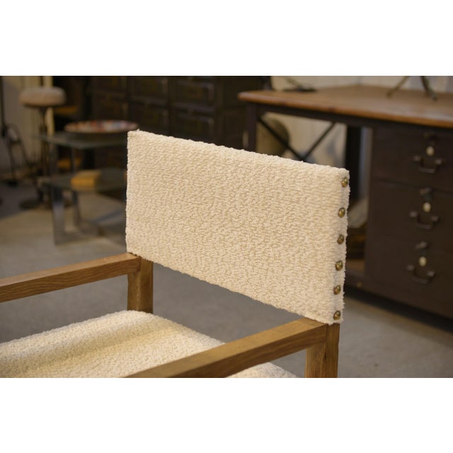 Brutalist Armchairs in Oak and Ecru Boucle Fabric, 1950s, Set of 2 For Sale - Image 10 of 14