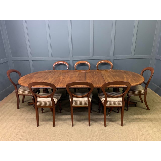 Large Twin Pillar Mahogany Dining Table, 1910 For Sale - Image 4 of 18