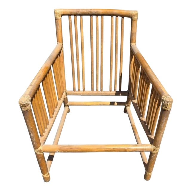 Italian Mid-Century Modern Indian Cane and Bamboo Lounge Chair For Sale