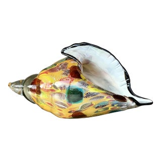 Vintage Boho Glass Conch Shell After Murano For Sale