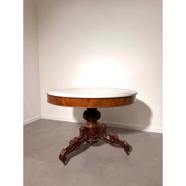 Antique Victorian Centre Table in Mahogany with Marble Top For Sale - Image 5 of 5