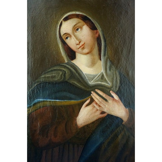 Madonna of Sorrows, 1800s, Oil on Canvas For Sale - Image 3 of 15