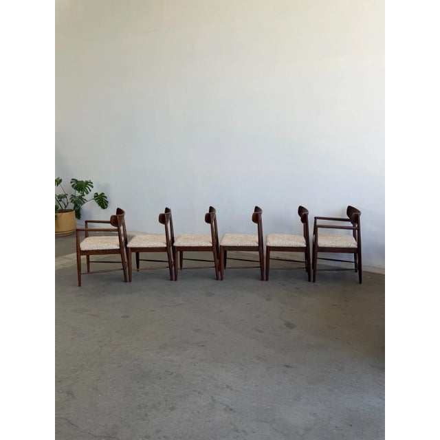 1950s Sculptural Walnut Dining Chairs - Set of Six For Sale - Image 10 of 18
