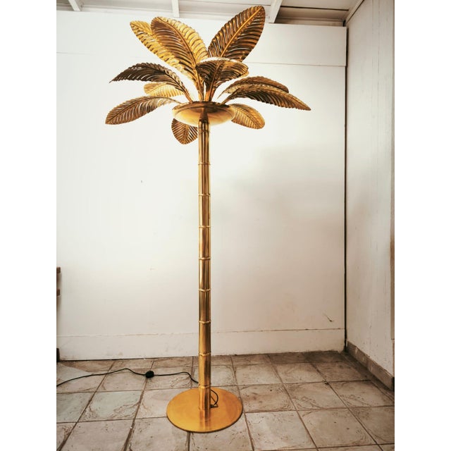 Vintage 12-Light Palm Floor Lamp in Brass, 1970s For Sale - Image 15 of 18