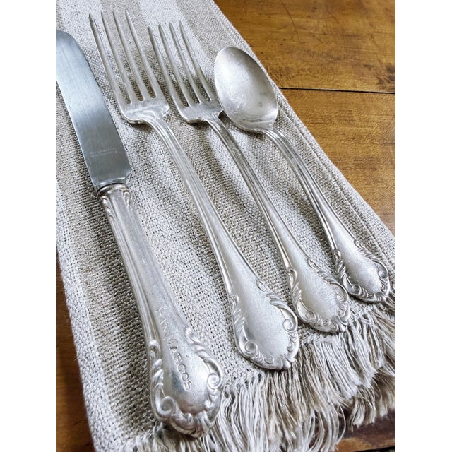 Reed & Barton 1900s Service for 6 Silver Plated Flatware From the San Marcos Hotel Santa Barbara Ca - 24pcs For Sale - Image 4 of 8