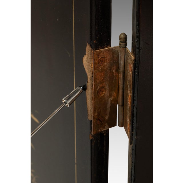 Antique Chinese Black Lacquered Four Panel Folding Screen Room Divider With Carved Hardstone, China, Circa 1950s For Sale - Image 18 of 18