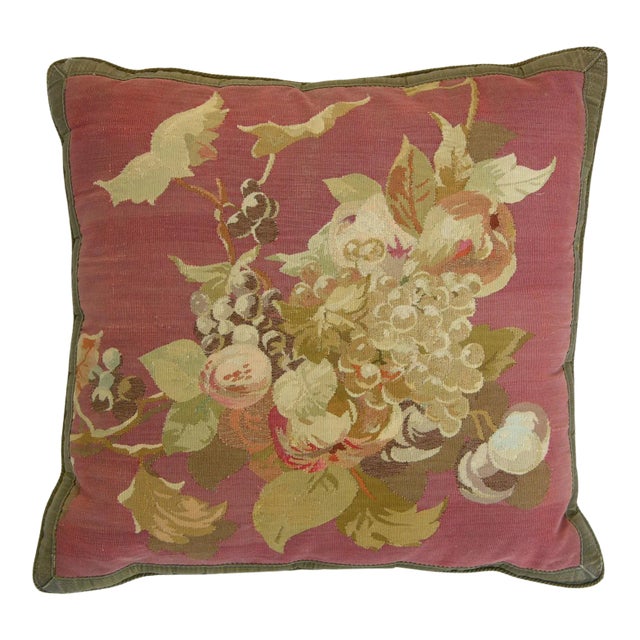 Circa 18th Century Antique French Aubusson Tapestry Pillow For Sale