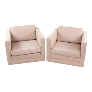 Mid 20th Century Club Chairs on Casters Attributed to Pfister for Knoll- a Pair