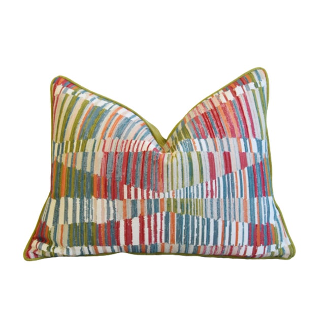 Contemporary Modern Woven Wave Geometric Feather/Down Pillows 24" X 18" For Sale In Los Angeles - Image 6 of 6