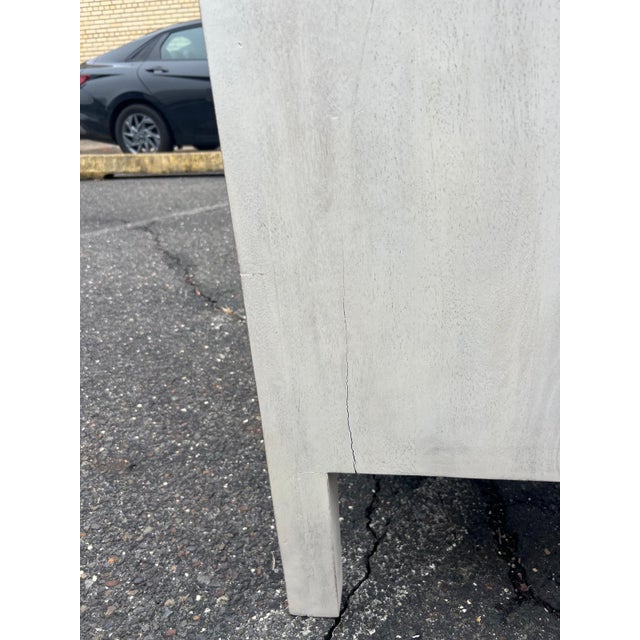 Wood Pair of Chunky 2-Drawer Nightstands in Light Washed Wood For Sale - Image 7 of 9