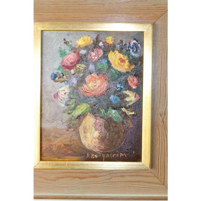 K. Bergström, Floral Still Life, 1960s, Oil on Canvas For Sale - Image 5 of 11