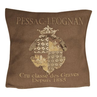 Pessac-Leognan Brown Tapestry Cushion With Feather Filler - 46x46cm (18"x18") For Sale