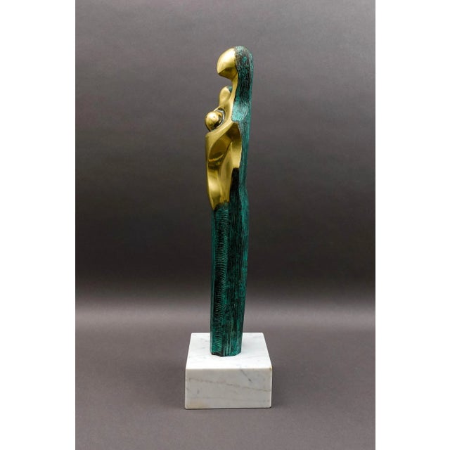 Mid-Century Modern Mid 20th Century Diego Ortega Modernist Cubist Style Mother Child Bronze Sculpture For Sale - Image 3 of 9