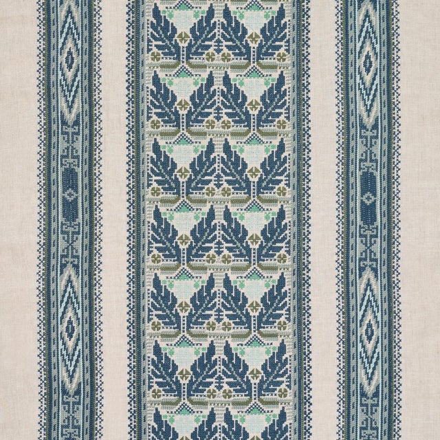 Sample - Schumacher Ayla Embroidery Fabric In Ocean For Sale