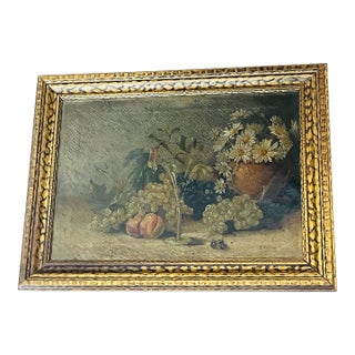 19 Th C German Still Life on Canvas in Gilded Frame For Sale