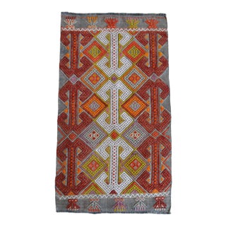Hand-Made Braided Turkish Small Rug Jajim Kilim 1960s Accent Rug - 1′7″ × 2′9″ For Sale