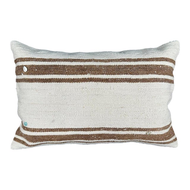 Turkish Hemp Pillow Cushion Natural Beige Brown Pillow Cushion Cover 16 "x 24" For Sale